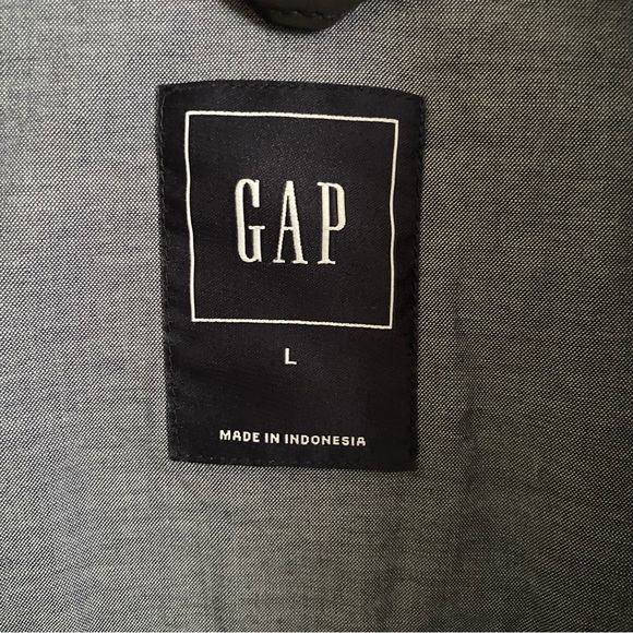 Gap Men’s Harrington Jacket Navy Blue Lightweight Zip Front Double Snap Collar L - Picture 13 of 14